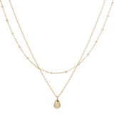 98514, GOLD DIPPED, "LIGHT IN THE DARKNESS" DAINTY CUBIC ZIRCONIA DOUBLE LAYERED NECKLACE