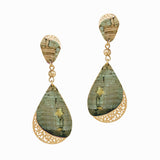 98518, FILIGREE TEARDROP CORK ACCENT DANGLE EARRING