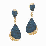 98518, FILIGREE TEARDROP CORK ACCENT DANGLE EARRING