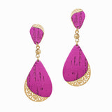 98518, FILIGREE TEARDROP CORK ACCENT DANGLE EARRING