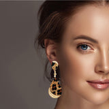 98518, FILIGREE TEARDROP CORK ACCENT DANGLE EARRING
