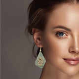 98519, GEOMETRIC CORK WITH FILIGREE ACCENT DANGLE EARRING