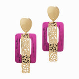 98521, GEOMETRIC CORK WITH FILIGREE ACCENT DANGLE EARRING