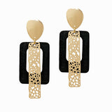 98521, GEOMETRIC CORK WITH FILIGREE ACCENT DANGLE EARRING