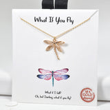 98525, GOLD DIPPED, "WHAT IF YOU FLY" DRAGONFLY NECKLACE