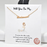 98526, GOLD DIPPED, "WILL YOU BE MY.." BRIDESMAID NECKLACE