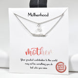 98527, GOLD DIPPED, "MOTHERHOOD" DAINTY PEARL MOTHER DOUBLE LAYERED NECKLACE