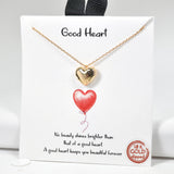 98529, GOLD DIPPED, "GOOD HEART" DAINTY HEART CHARM NECKLACE