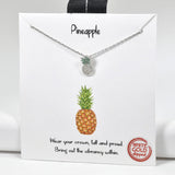 98532, WHITE GOLD DIPPED, DAINTY PINEAPPLE CUBIC ZIRCONIA NECKLACE