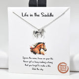 98533, GOLD DIPPED, "LIFE IN THE SADDLE" DAINTY HORSE CHARM NECKLACE