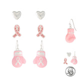 98539, PINK RIBBON BOXING GLOVES STUD EARRING SET