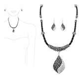 98567, GEOMETRIC FILIGREE WITH LEATHER CORD NECKLACE