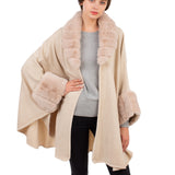 98569, FUR TRIM SHAWL CAPE