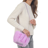 99140, SOLID COLOR FAUX FUR POUCH CROSSBODY BAG