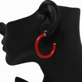98588, ENAMEL ROUND HOOP EARRING