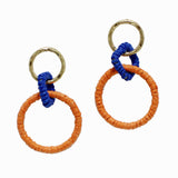 98590, STRAW RATTAN GEOMETRIC DANGLE EARRING