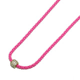 98616, PAVE ROUND BARREL ACCENT SLIDE NECKLACE