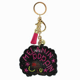 98628, "MELANIN POPPIN" LADY BLING CRYSTAL EMBELLISHED KEYCHAIN