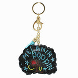 98628, "MELANIN POPPIN" LADY BLING CRYSTAL EMBELLISHED KEYCHAIN