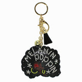 98628, "MELANIN POPPIN" LADY BLING CRYSTAL EMBELLISHED KEYCHAIN