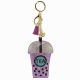 98631, BOBA TEA DRINK BLING CRYSTAL EMBELLISHED KEYCHAIN