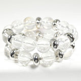 98637, CLEAR ACRYLIC BALL MULTI LAYERED STRETCH BRACELET