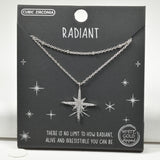 98642, GOLD DIPPED, "RADIANT" STARBURST CUBIC ZIRCONIA DOUBLE LAYERED NECKLACE