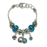 98650, AQUAMARINE-MARCH BIRTHSTONE CHARM BRACELET