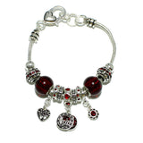 98650, RUBY-JULY BIRTHSTONE CHARM BRACELET
