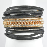 98654, CHAIN ACCENT FAUX LEATHER MAGNETIC CLOSURE BRACELET