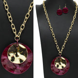 98657, DISTORTED ROUND CELLULOID LONG PENDANT NECKLACE