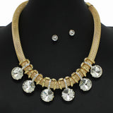 98674, CONVEX ROUND RHINESTONE ACCENT SLIDE NECKLACE