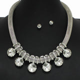 98674, CONVEX ROUND RHINESTONE ACCENT SLIDE NECKLACE