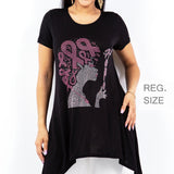 98678, PINK RIBBON HAIR CRYSTAL EMBELLISHED T-SHIRT TOP