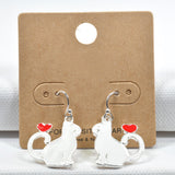 98695, CAT WITH HEART ENAMEL EARRING