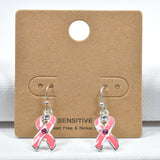 98697, PINK RIBBON ENAMEL EARRING