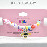 98700, BEE ENAMEL CHARM "YOURSELF" BEADED STRETCH BRACELET