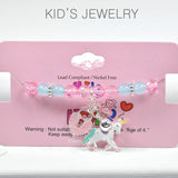 98706, UNICORN & HEART ENAMEL CHARM BEADED STRETCH BRACELET