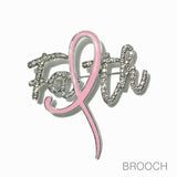 98717, FAITH PINK RIBBON ENAMEL RHINESTONE PIN BROOCH