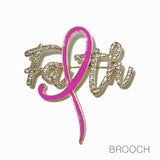98717, FAITH PINK RIBBON ENAMEL RHINESTONE PIN BROOCH