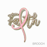 98717, FAITH PINK RIBBON ENAMEL RHINESTONE PIN BROOCH