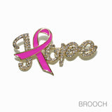 98718, HOPE PINK RIBBON ENAMEL RHINESTONE PIN BROOCH
