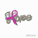 98718, HOPE PINK RIBBON ENAMEL RHINESTONE PIN BROOCH