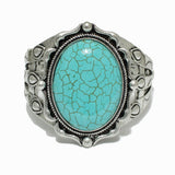98722, WESTERN OVAL TURQUOISE STONE STRETCH BRACELET
