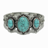 98726, WESTERN TRIPLE OVAL TURQUOISE STONE STRETCH BRACELET