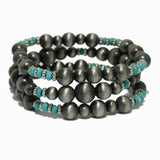 98728, WESTERN NAVAJO BEADED MULTI LAYERED STRETCH BRACELET