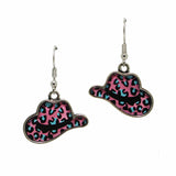 98729, WESTERN COWBOY HAT ACRYLIC GLASS EARRING