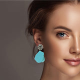 98733, WESTERN TURQUOISE STONE DANGLE EARRING
