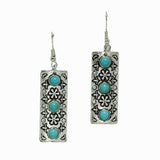 98735, WESTERN RECTANGLE WITH TURQUOISE STONE EARRING