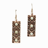 98735, WESTERN RECTANGLE WITH TURQUOISE STONE EARRING